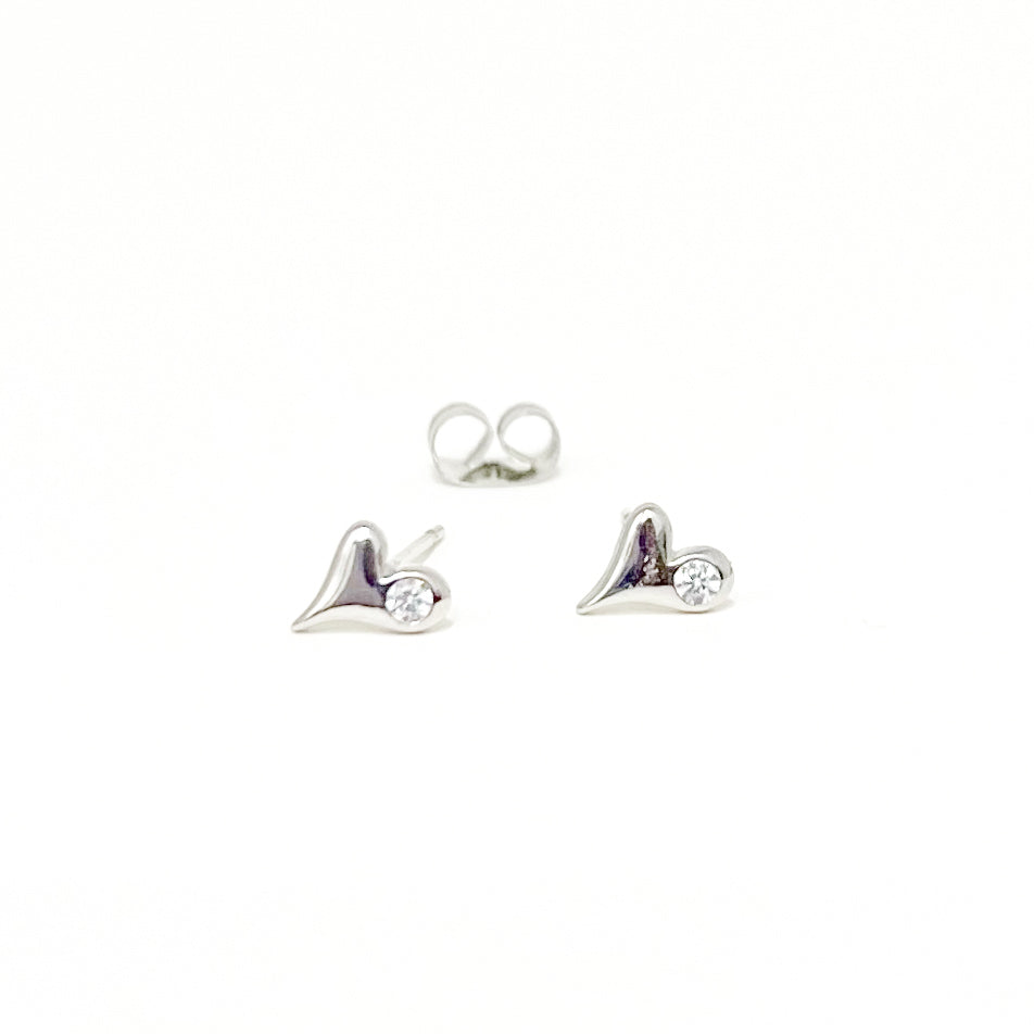 Topo Mini Corazon Circon Plateado