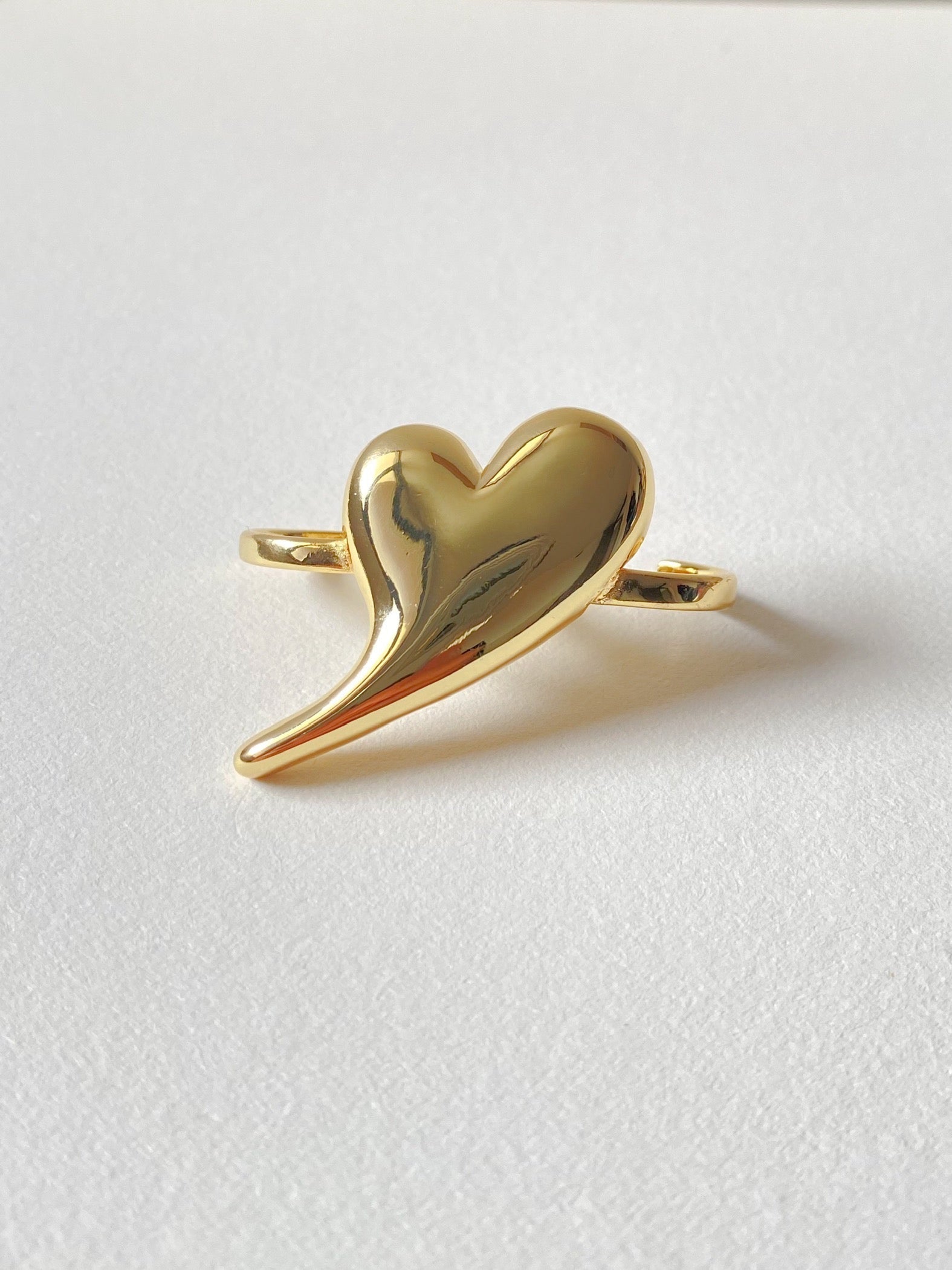 Anillo Corazón Doble Oro