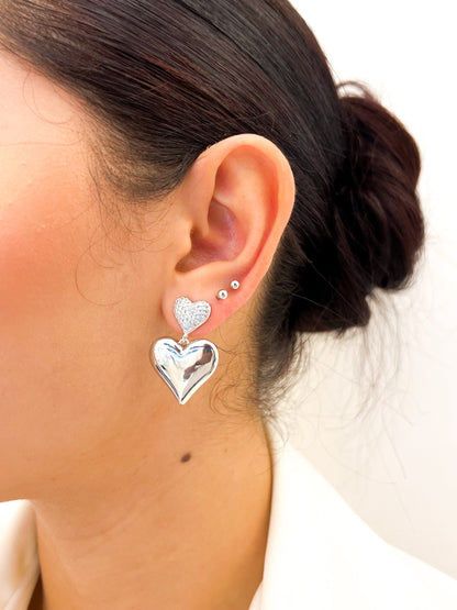 Arete Doble Corazón Zircones