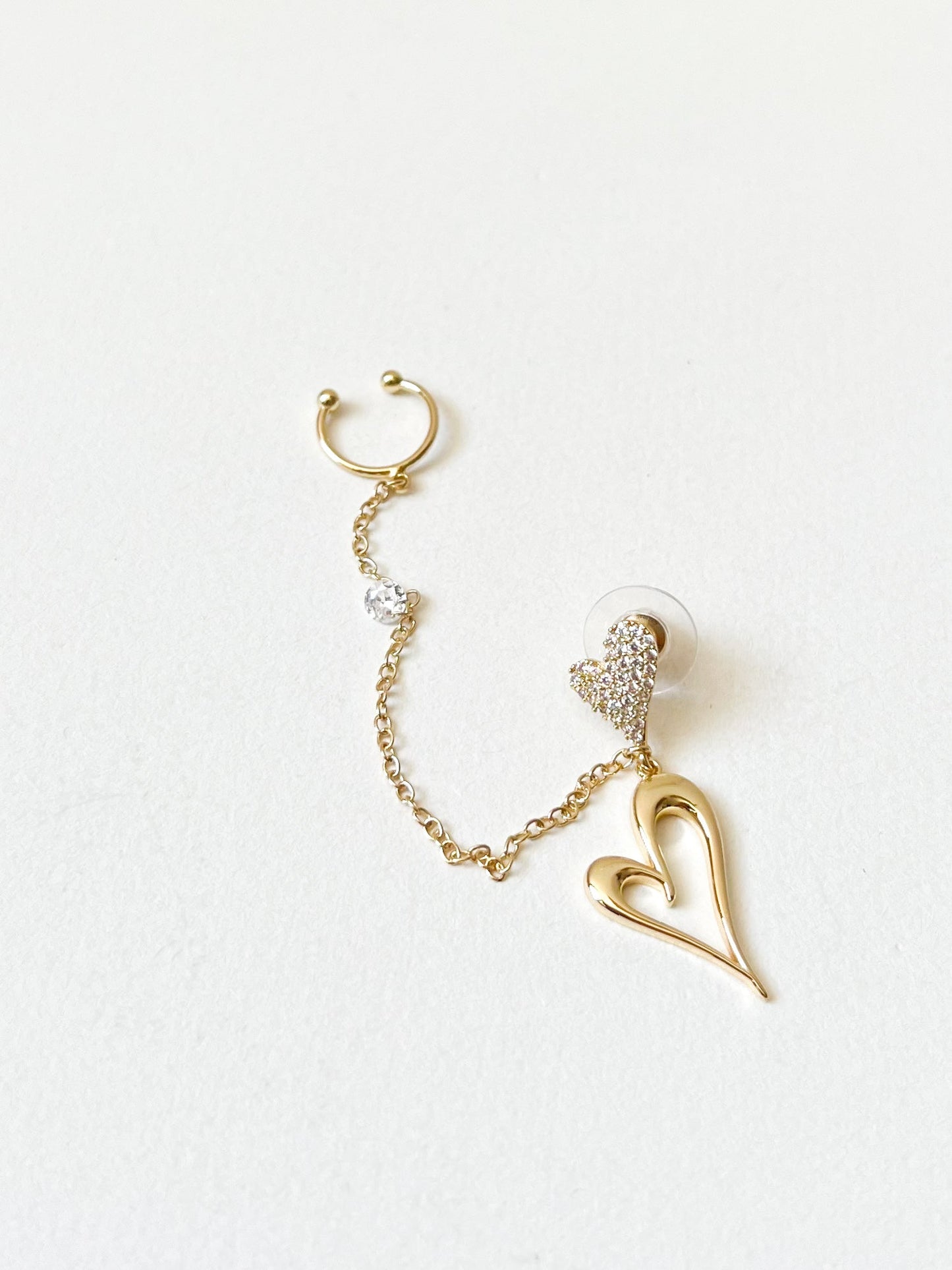 Earcuff Doble Corazon Microzircon