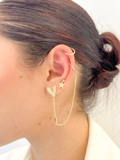 Set Earcuff Corazón Estrella