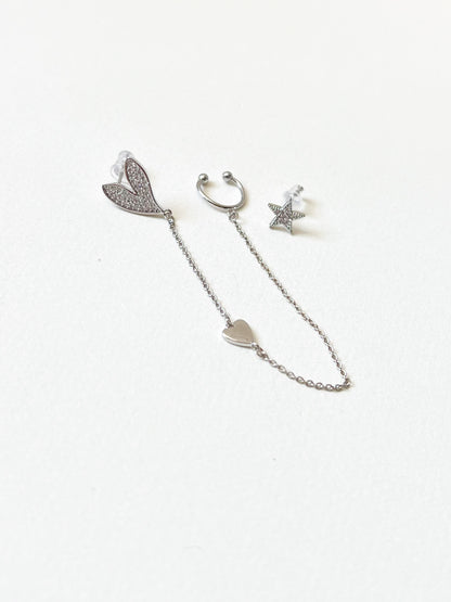 Set Earcuff Corazón Estrella