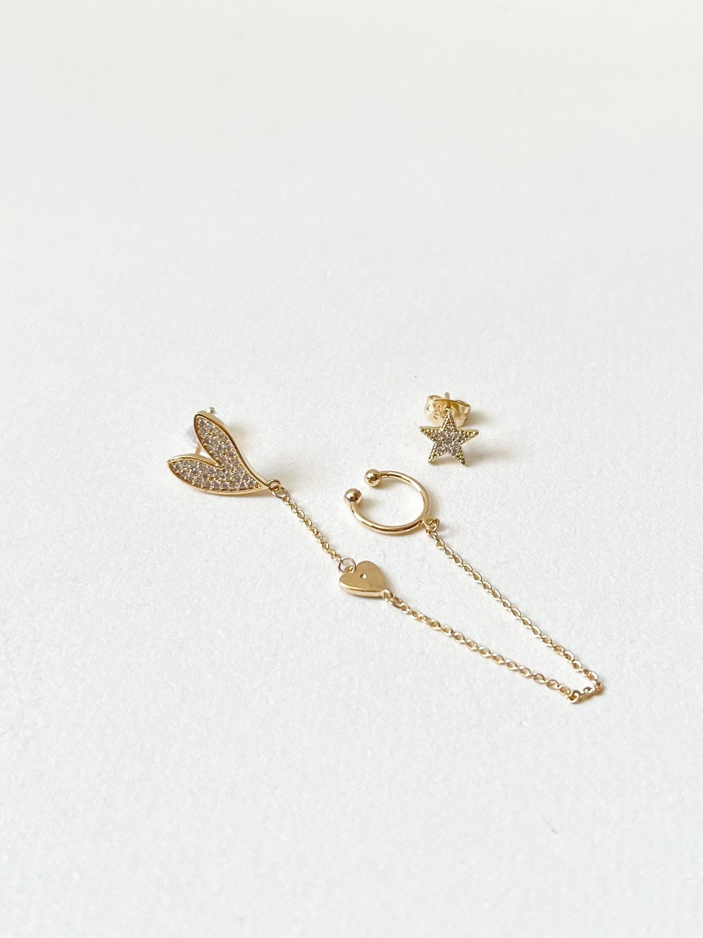 Set Earcuff Corazón Estrella