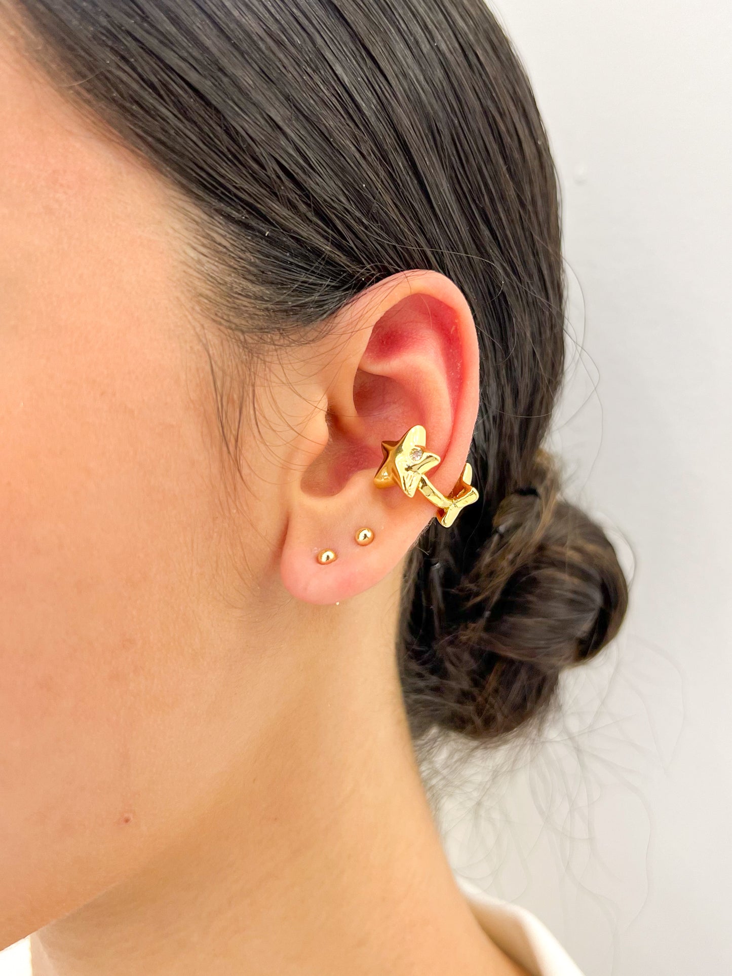 Earcuff Doble Estrella Zircon