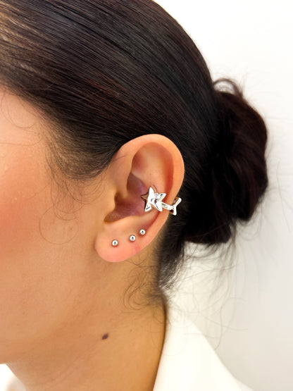 Earcuff Doble Estrella Zircon