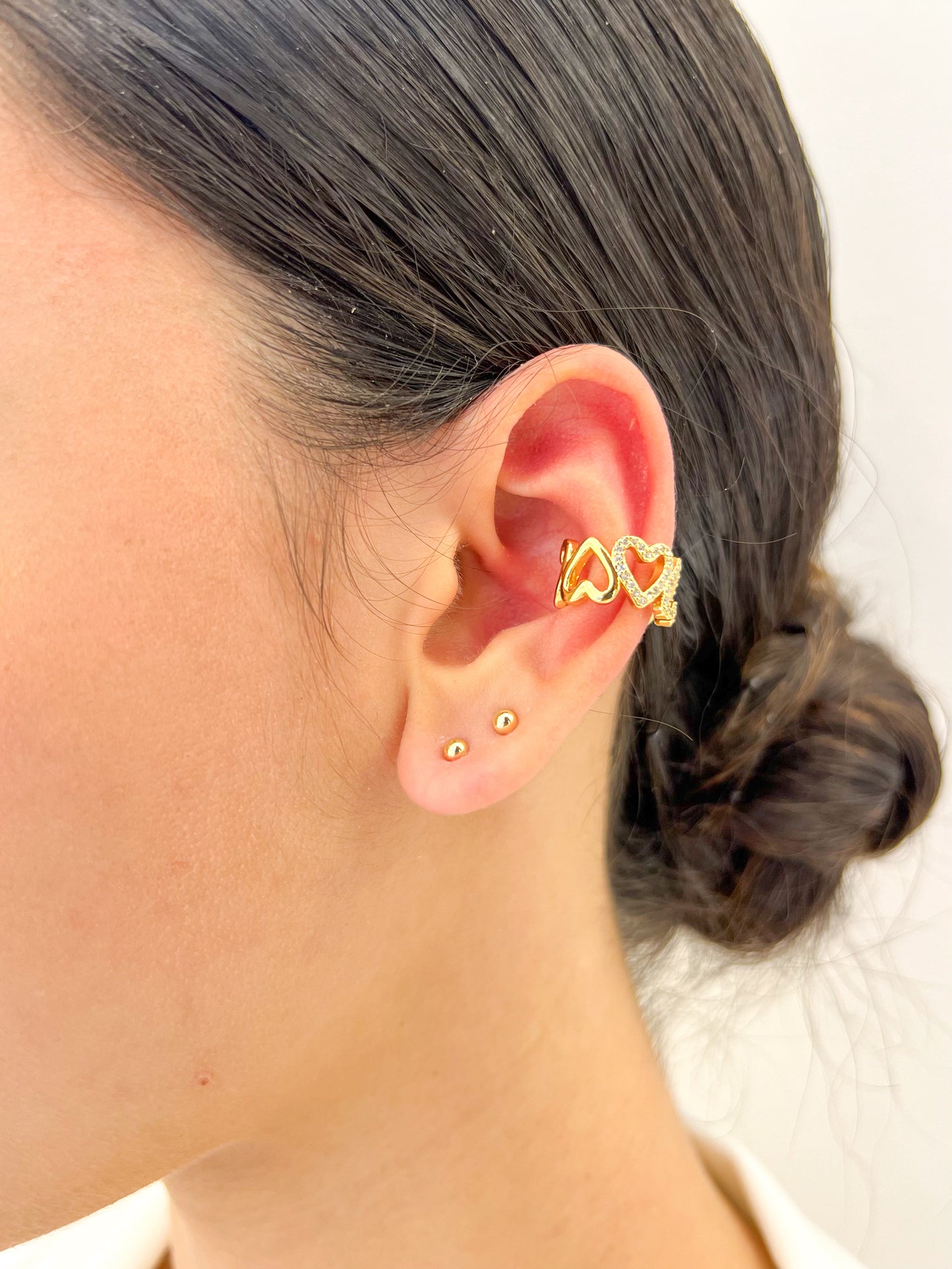 Earcuff Corazones Silueta Microzircon