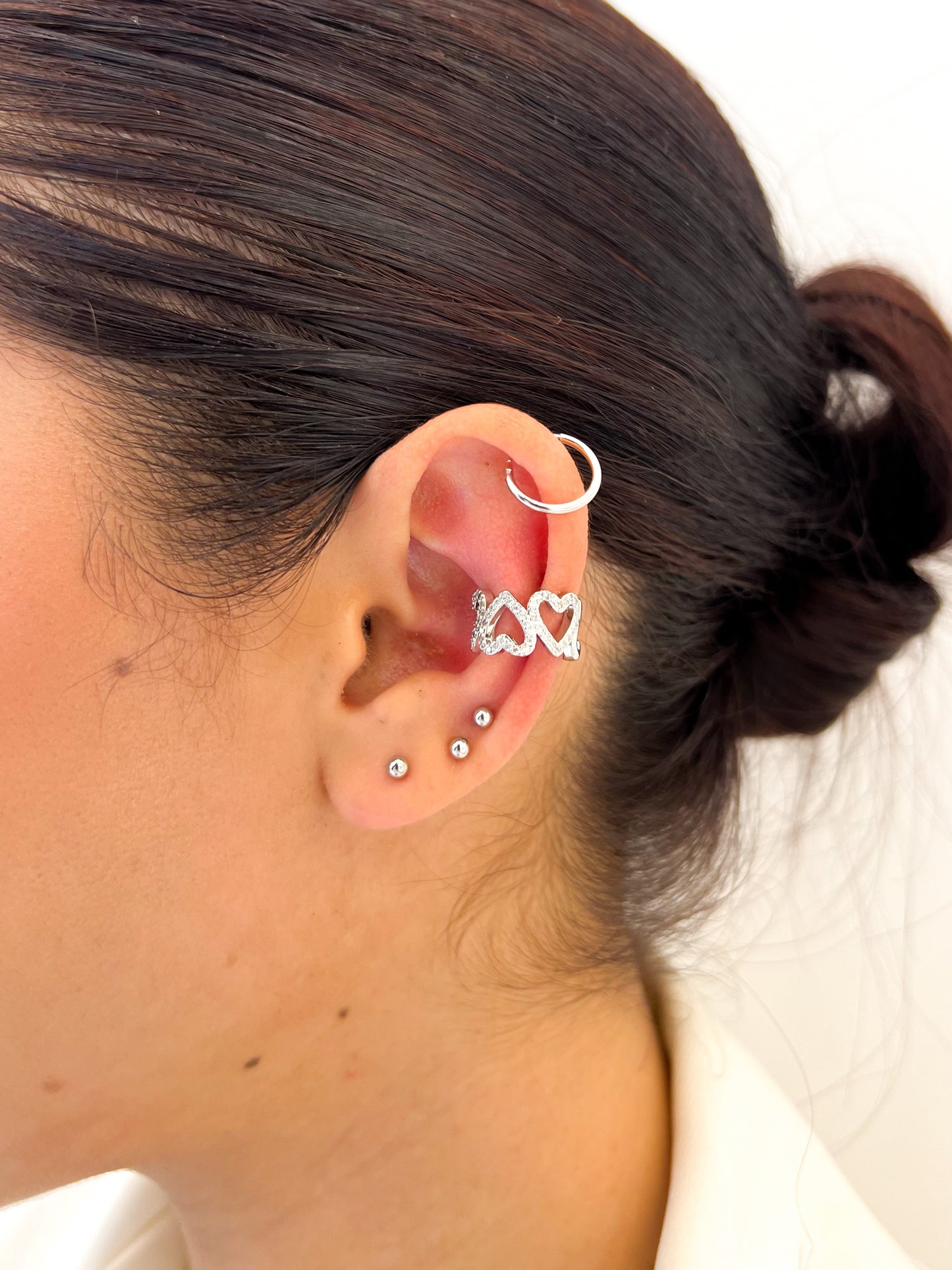 Earcuff Corazones Silueta Microzircon