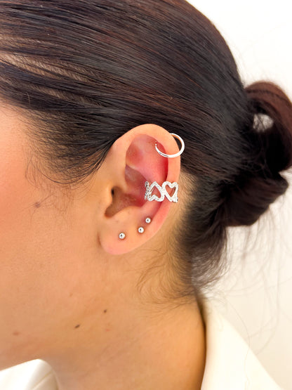 Earcuff Corazones Silueta Microzircon