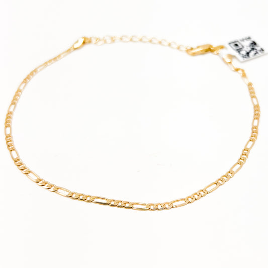 Tobillera Oro Laminado Tejido 3x1 Delgada