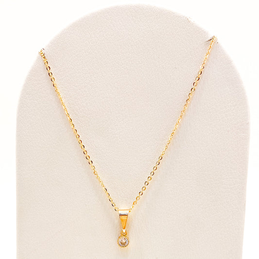 Collar Circulo Zircon Oro Laminado