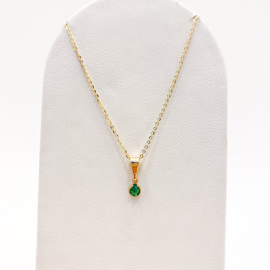 Collar Esmeralda Verde Oro Laminado