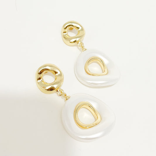 Arete Doble Circulo Blanco