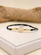 Pulsera Laminado Tejida Virgen Zircones
