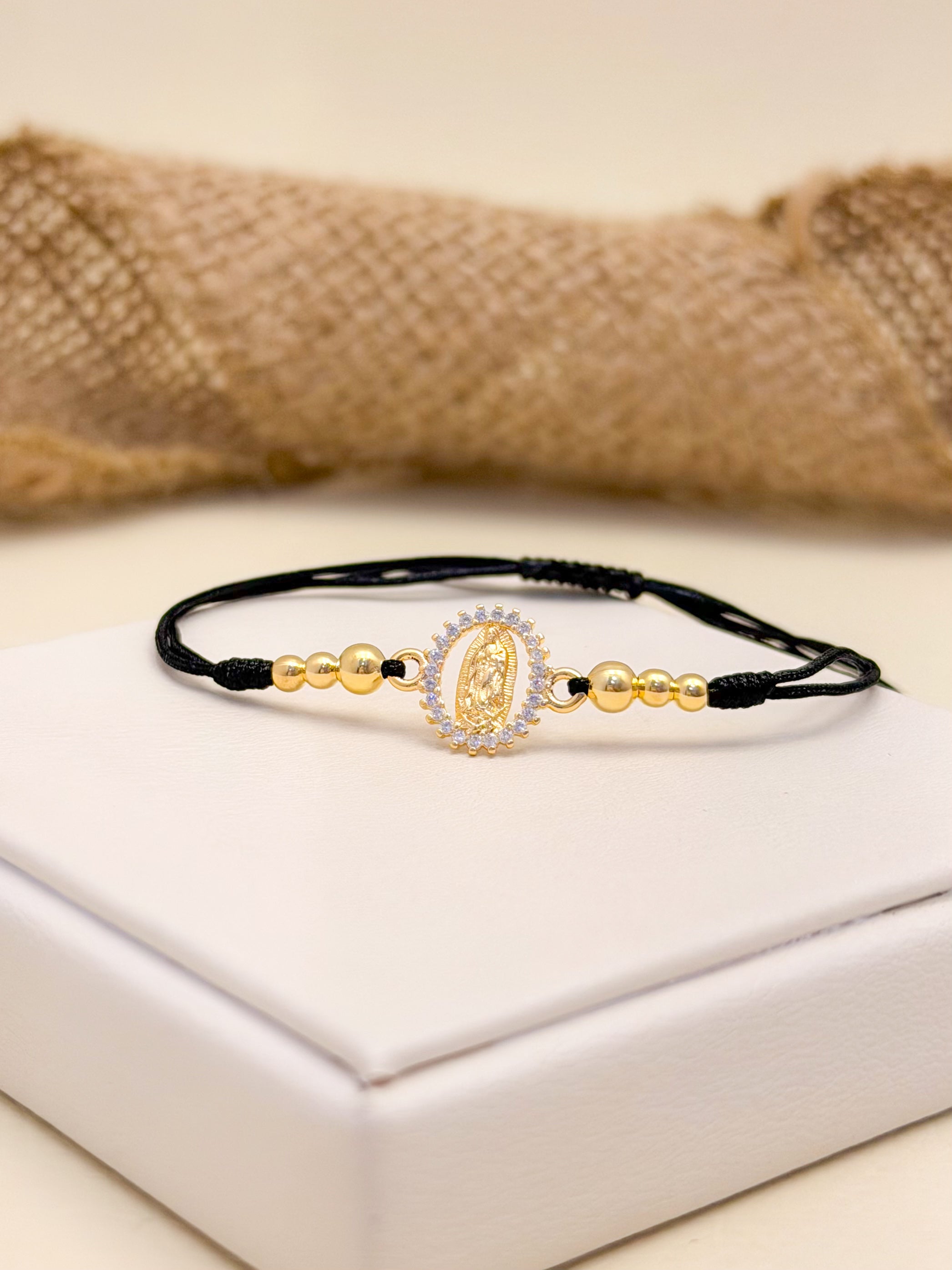 Pulsera Laminado Tejida Virgen Zircones