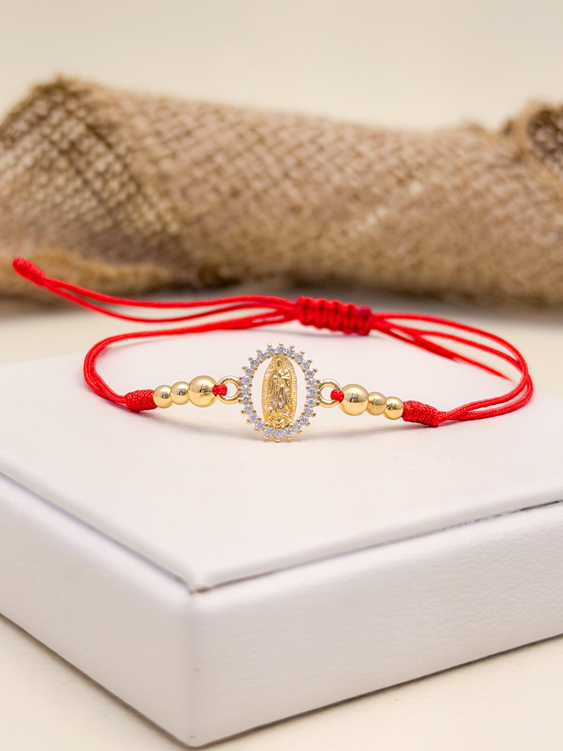 Pulsera Laminado Tejida Virgen Zircones