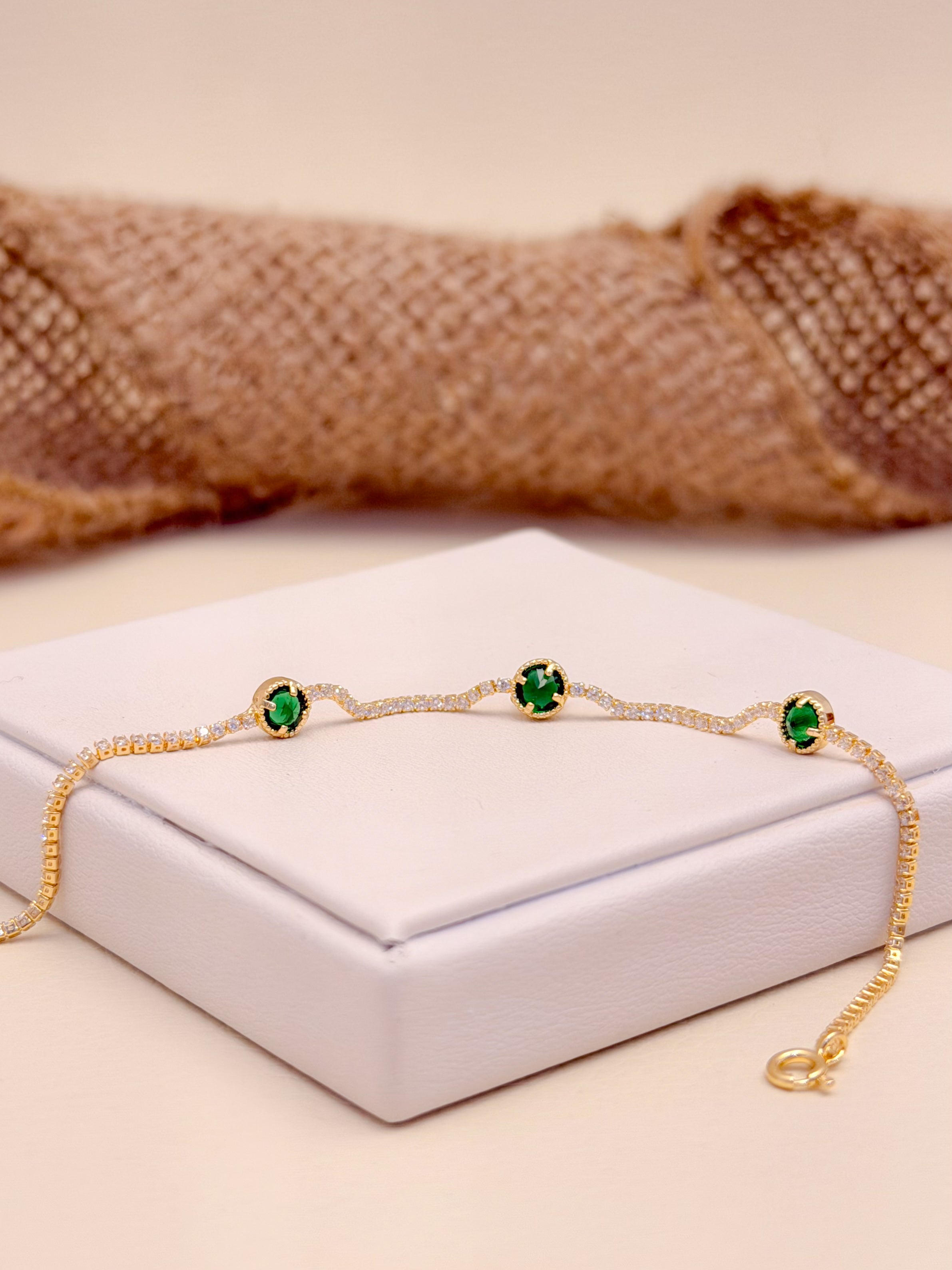 Pulsera Laminado Tennis Zircon Verde