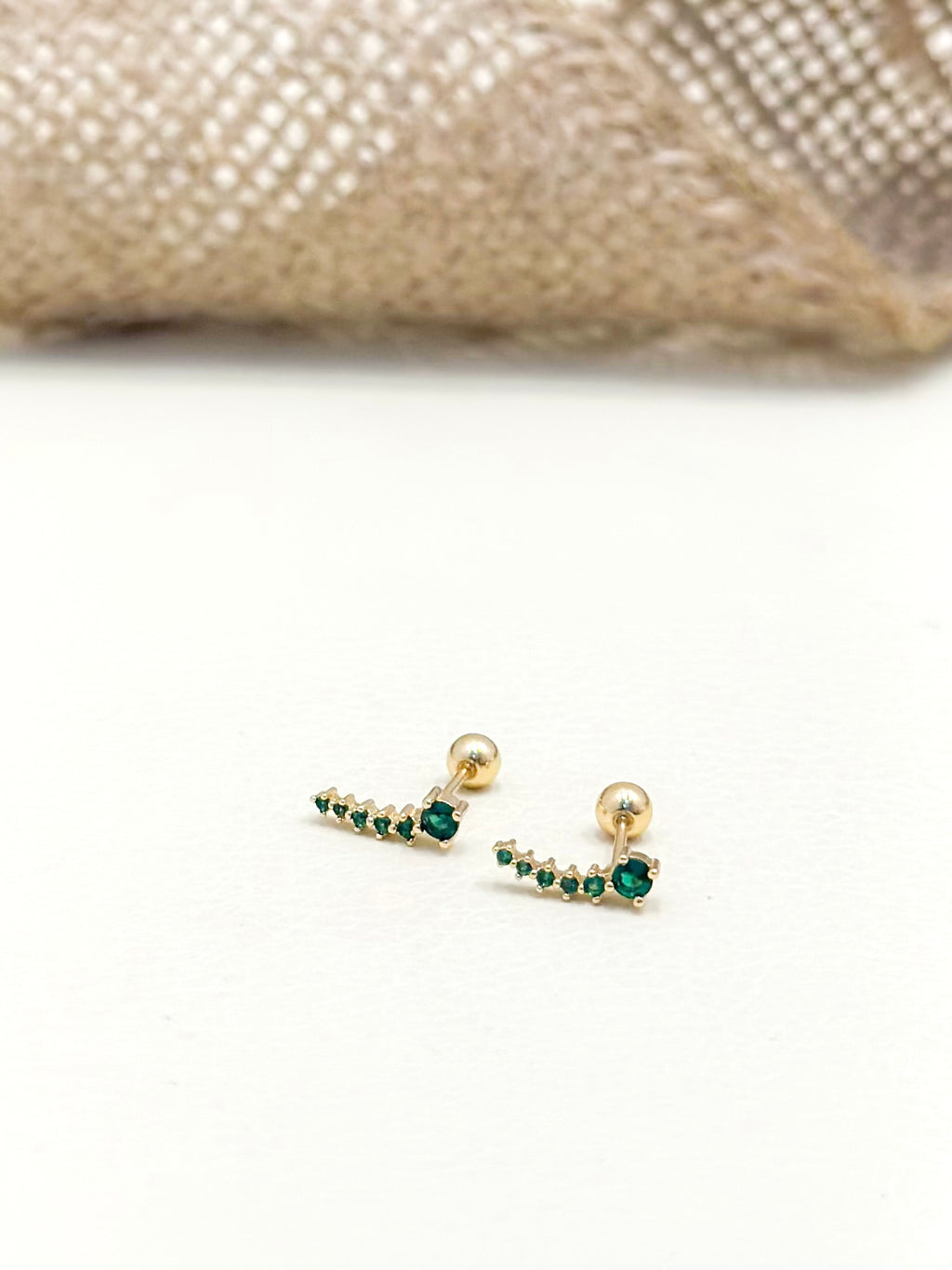 Topo Oro Laminado Microzircones Esmeralda De Seguridad