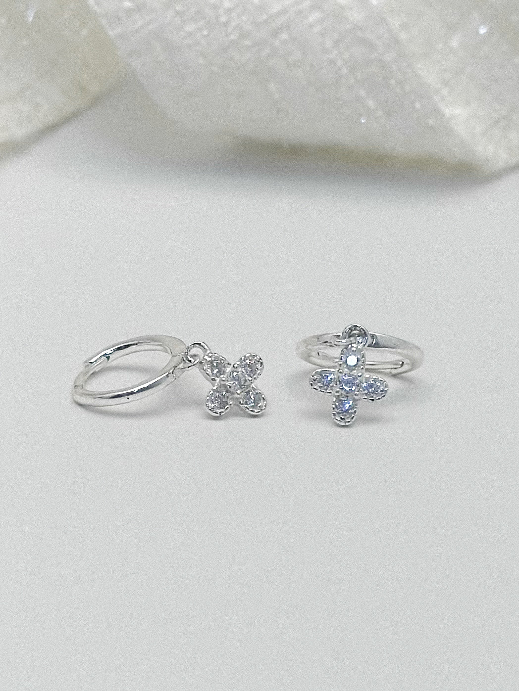 Arete Plata Ley 925 Trebol Zircones