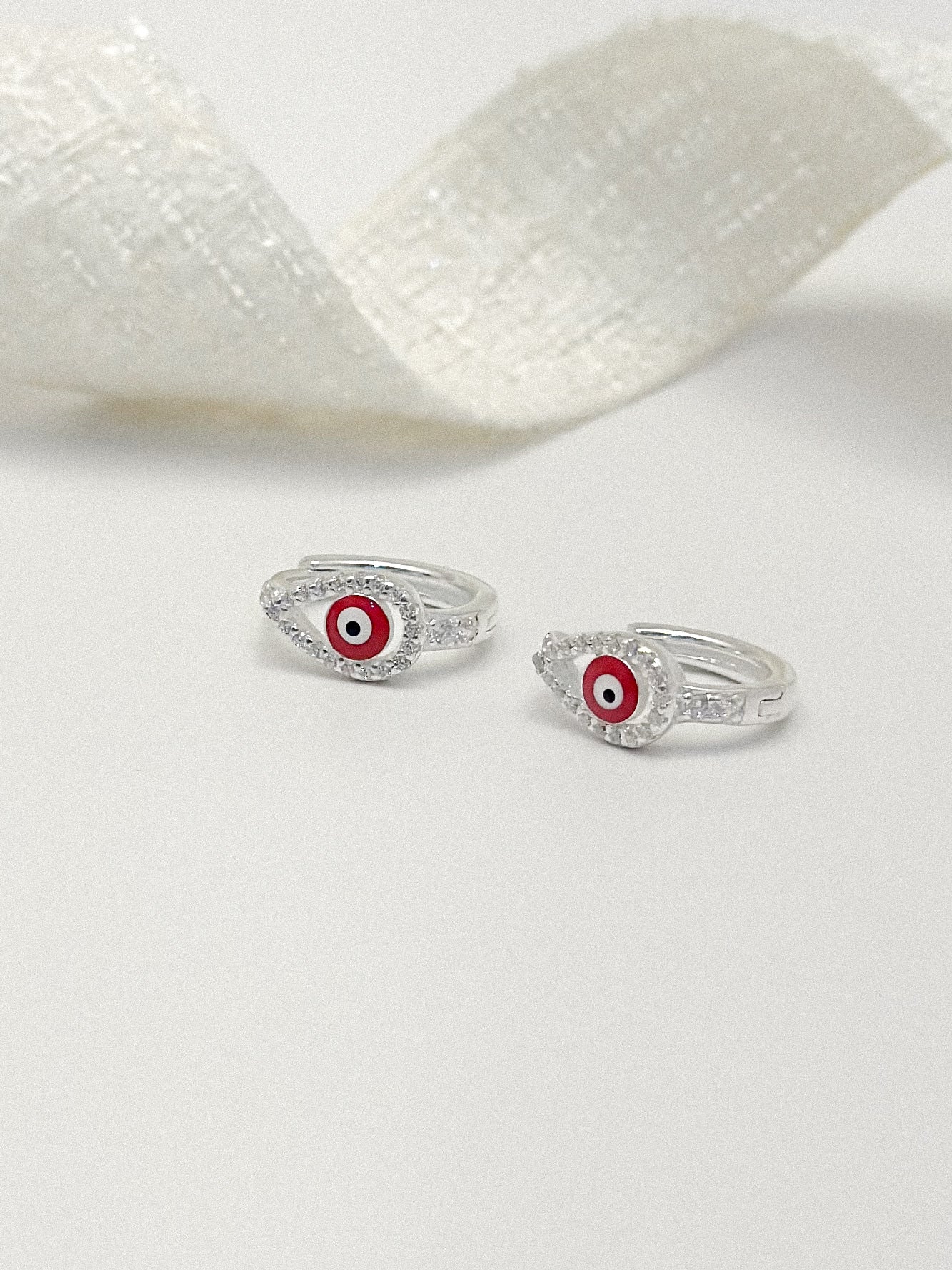 Candonga Plata Ley 925 Ojo Turco Rojo Microzircones