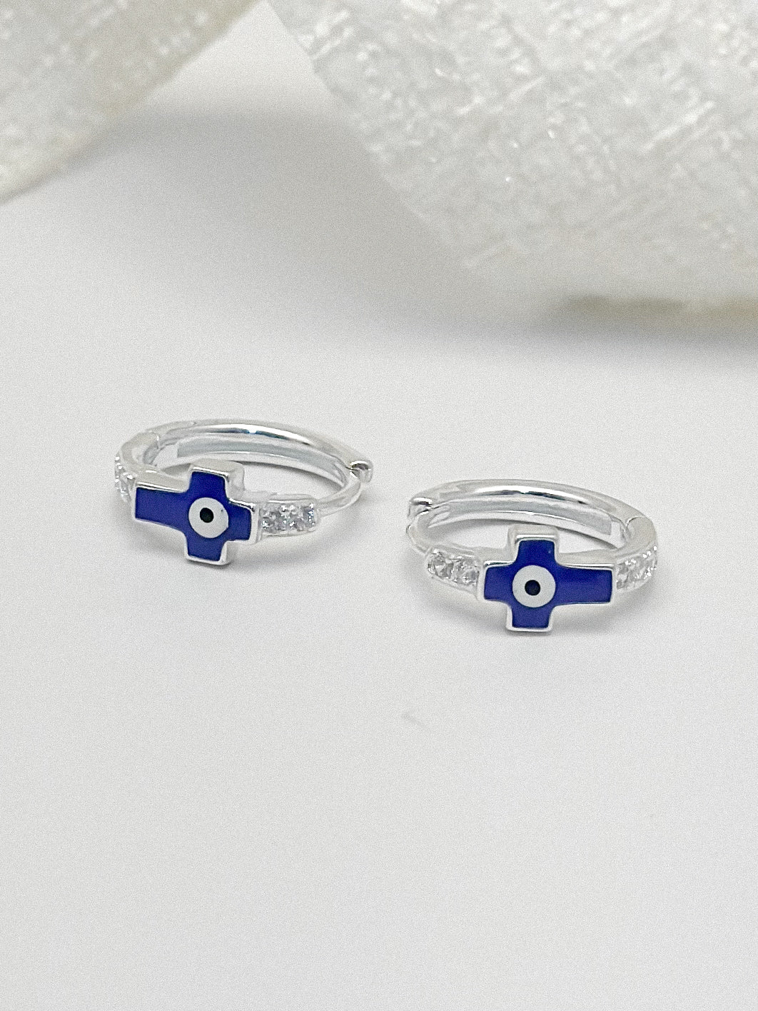 Candonga Plata Ley 925 Cruz Ojo Turco Azul