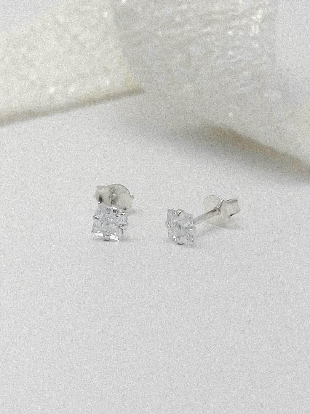 Topo Plata Ley 925 Zircon Cuadrado Mediano