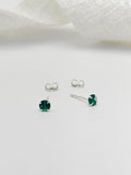Topo Plata Ley 925 Zircon Verde Redondo