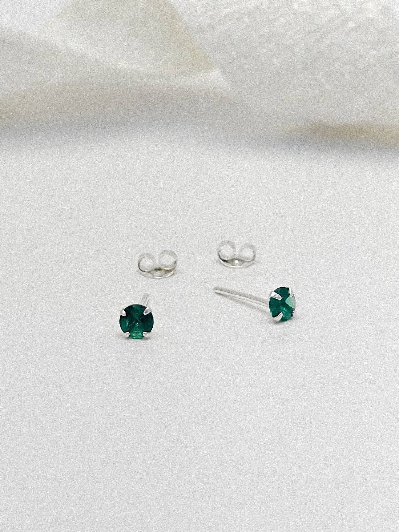 Topo Plata Ley 925 Zircon Verde Redondo