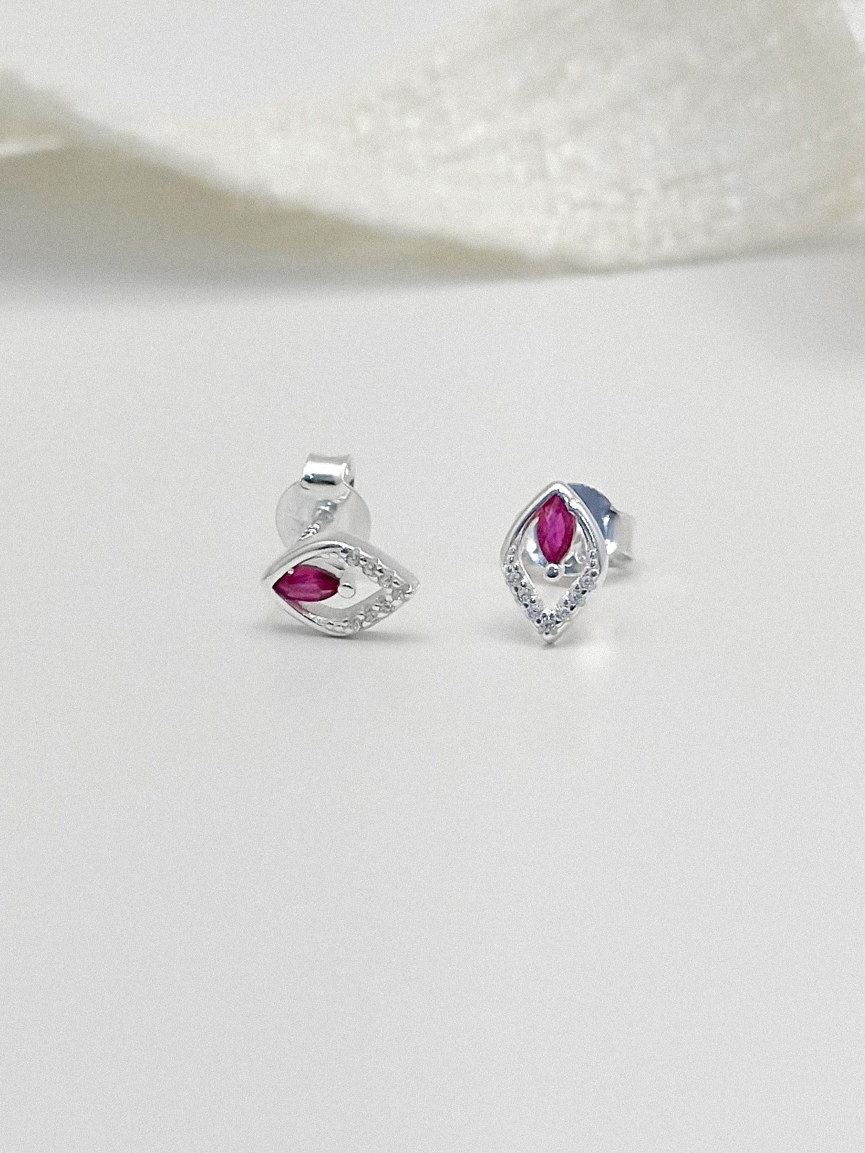 Topo Plata Ley 925 Hoja Zircon Rosa