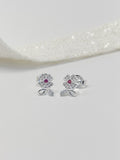 Topo Plata Ley 925 Flor Microzircon Rosa