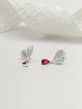 Topo Plata Ley 925 Hoja Zircon Fucsia Colgante