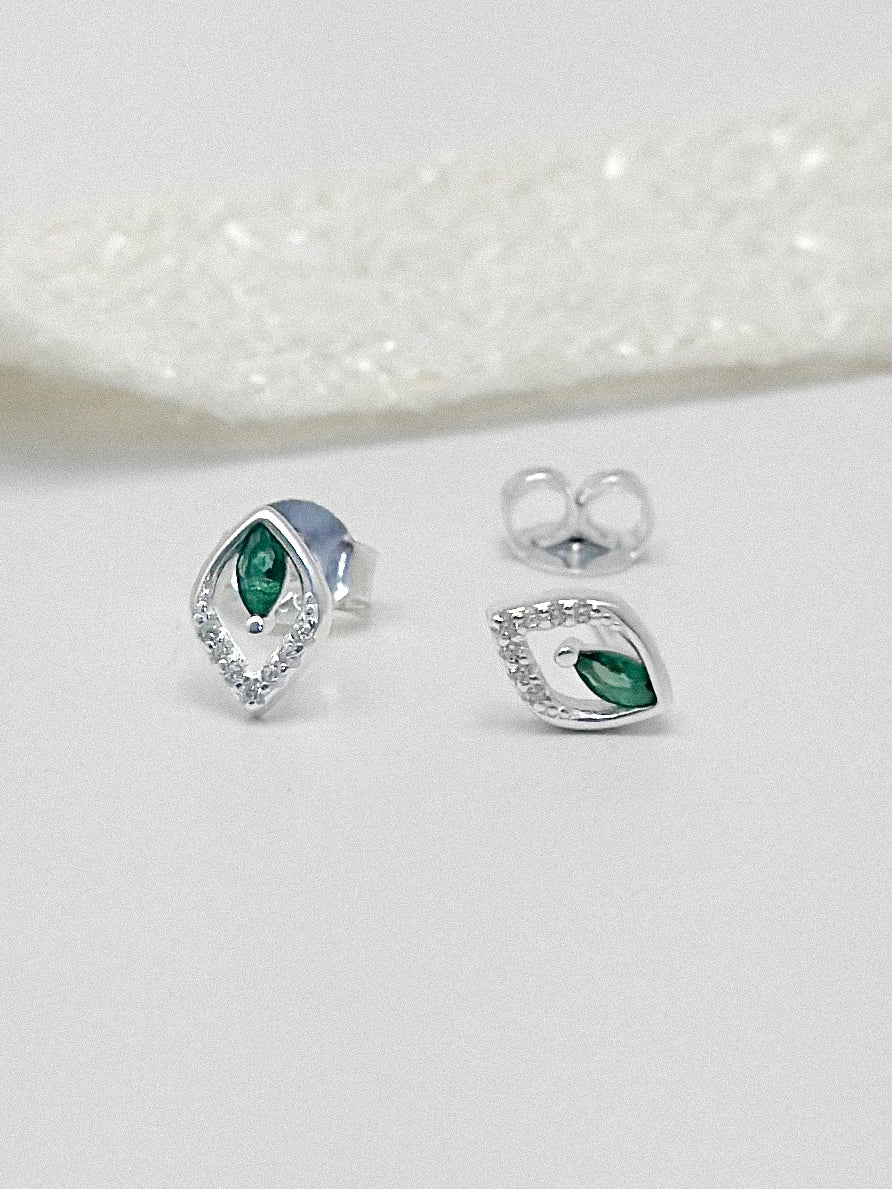 Topo Plata Ley 925 Hoja Zircon Verde