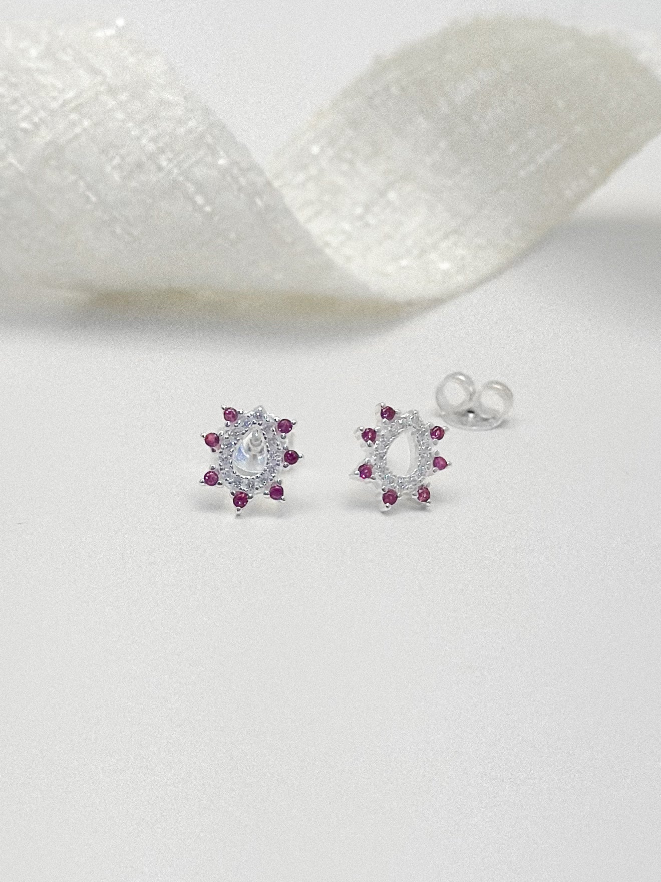 Topo Plata Ley 925 Microzircones Fucsia