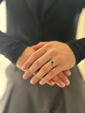 Anillo Corazon Delgado Plateado Esmeralda