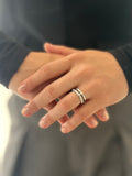 Anillo Plateado Doble Zircones
