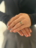 Anillo Plateado Microzircon Esmeralda