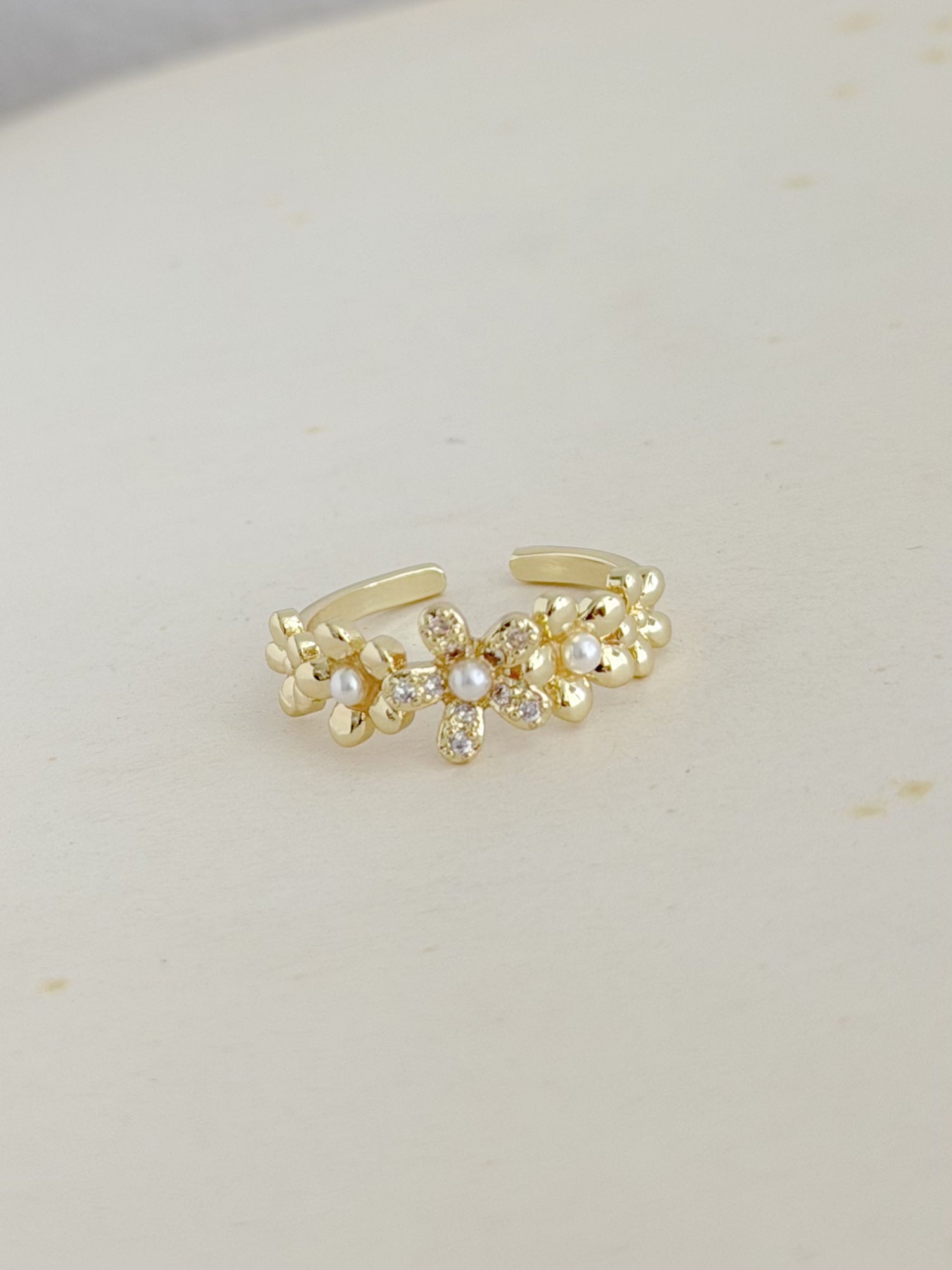 Anillo Flores Hawaianas Rodio