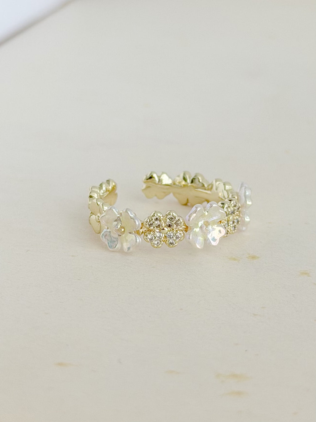 Anillo Flores Tornasol Rodio