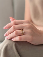 Anillo Flores Pastel Rodio