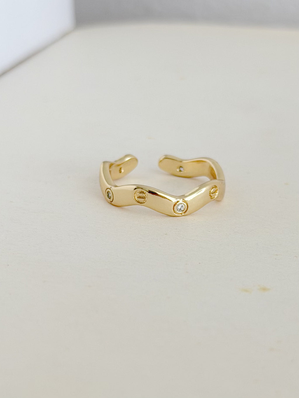 Anillo Cart Curva Zircon Rodio