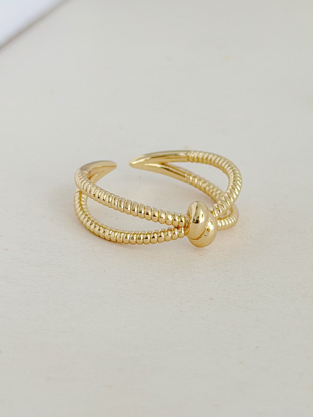 Anillo Doble Nudo Rodio