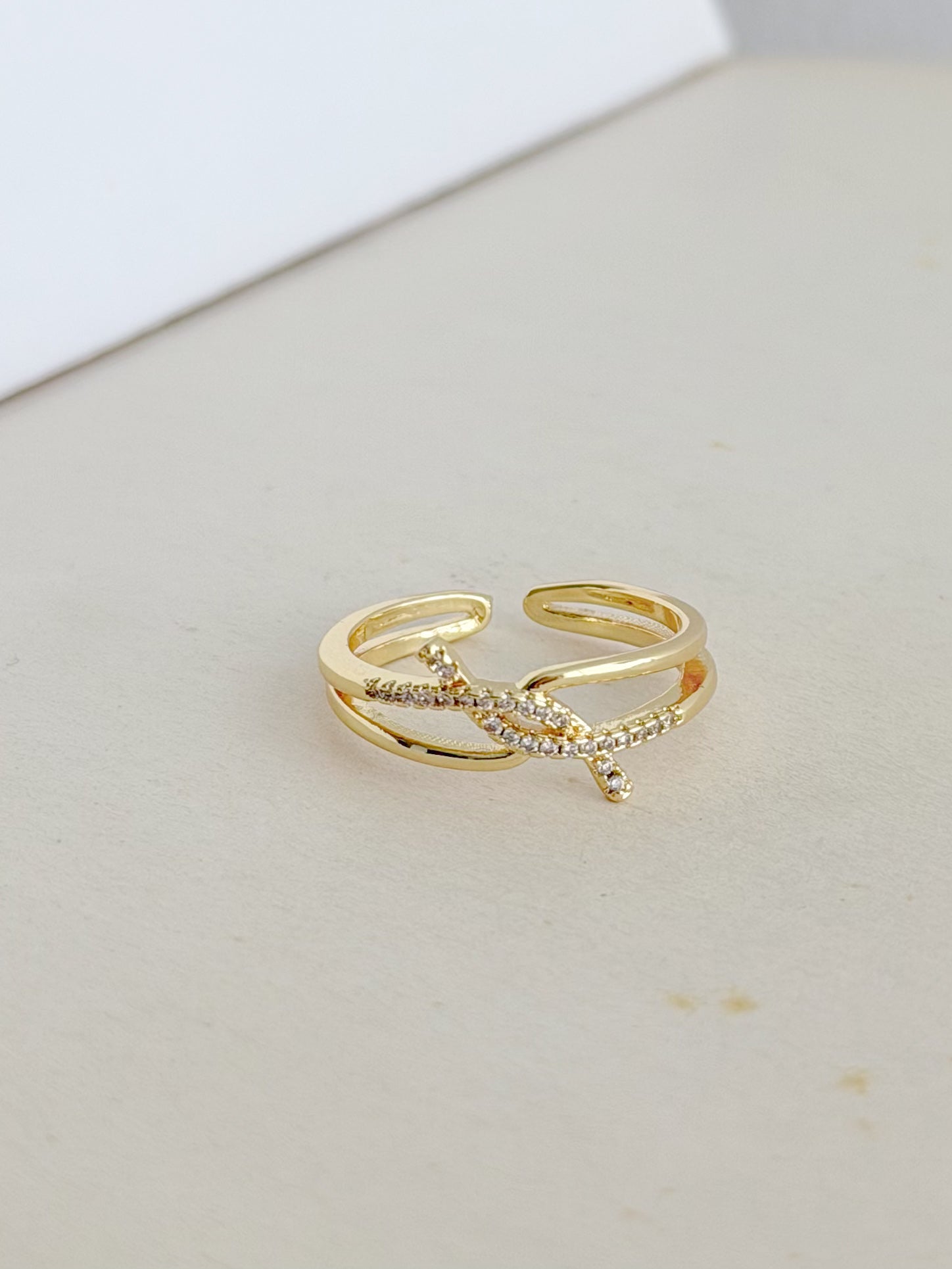 Anillo Doble Microzircon Entrelazado