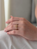 Anillo Tipo Compromiso Cuadrado Baguette