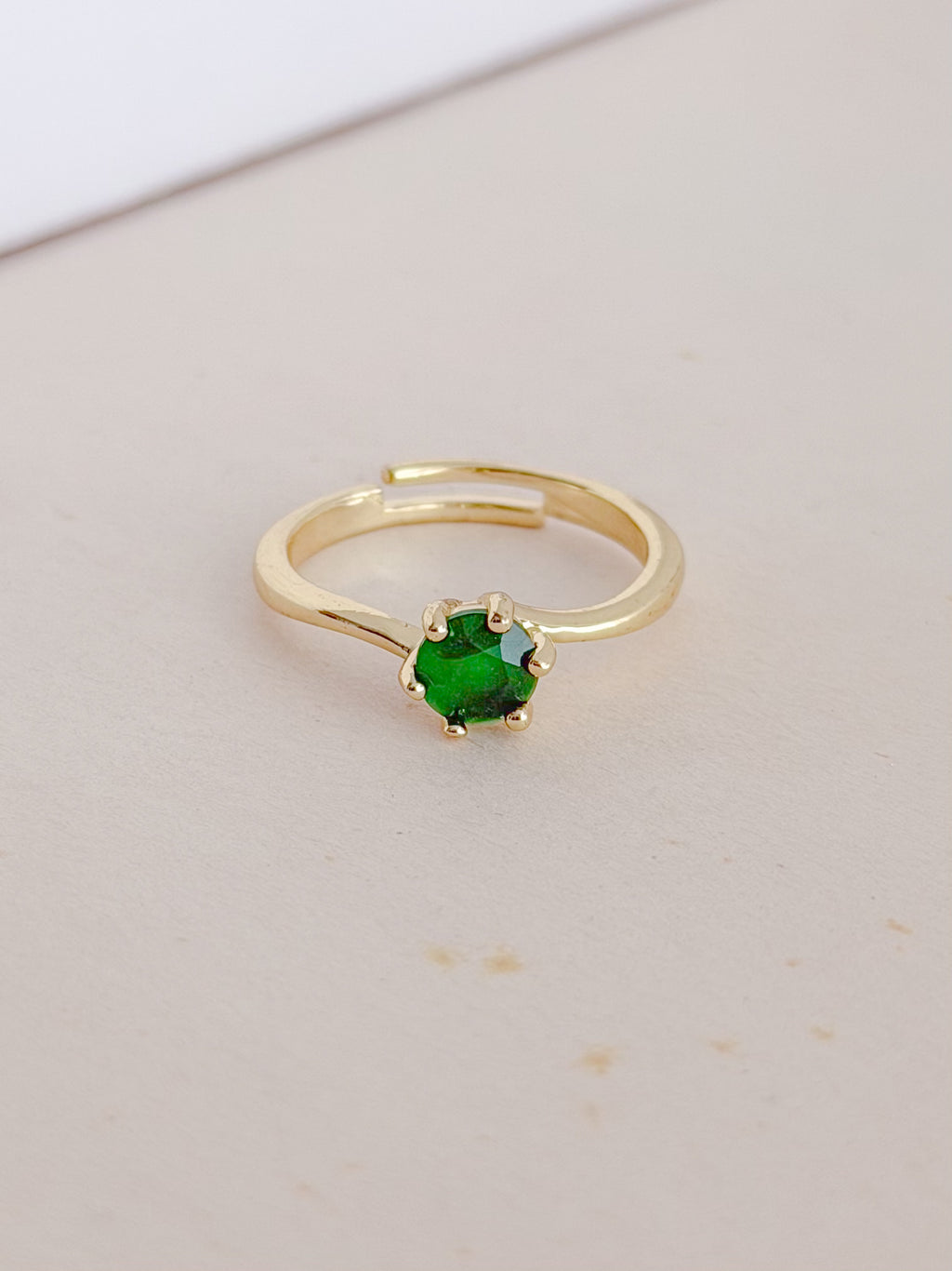 Anillo Tipo Compromiso Graduable Zircon Esmeralda
