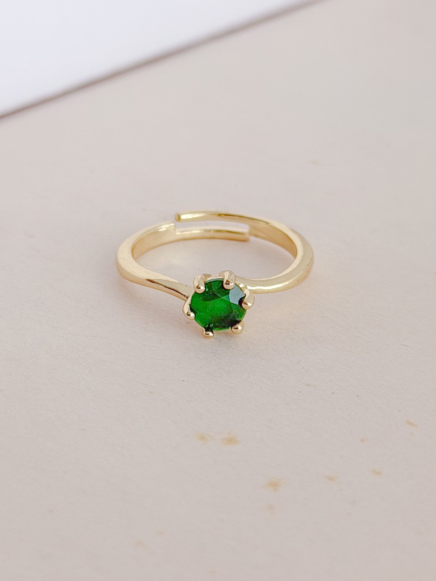 Anillo Tipo Compromiso Graduable Zircon Esmeralda