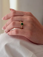 Anillo Tipo Compromiso Graduable Zircon Esmeralda