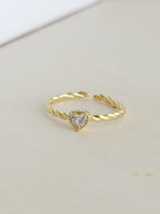Anillo Trenzado Corazon Cristal