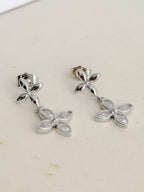 Arete Trebol Zircones Plateado