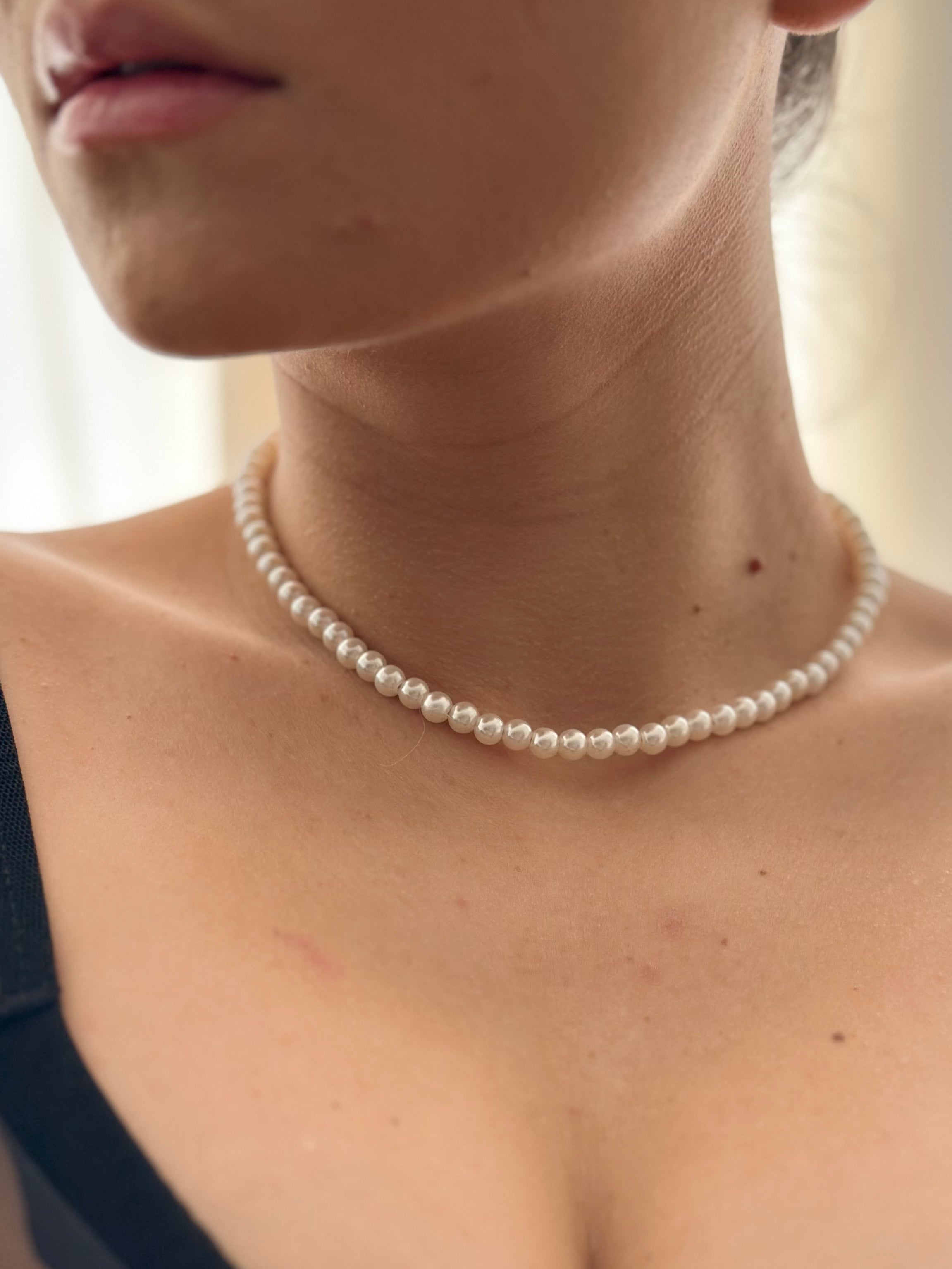 Collar Perlas Beige