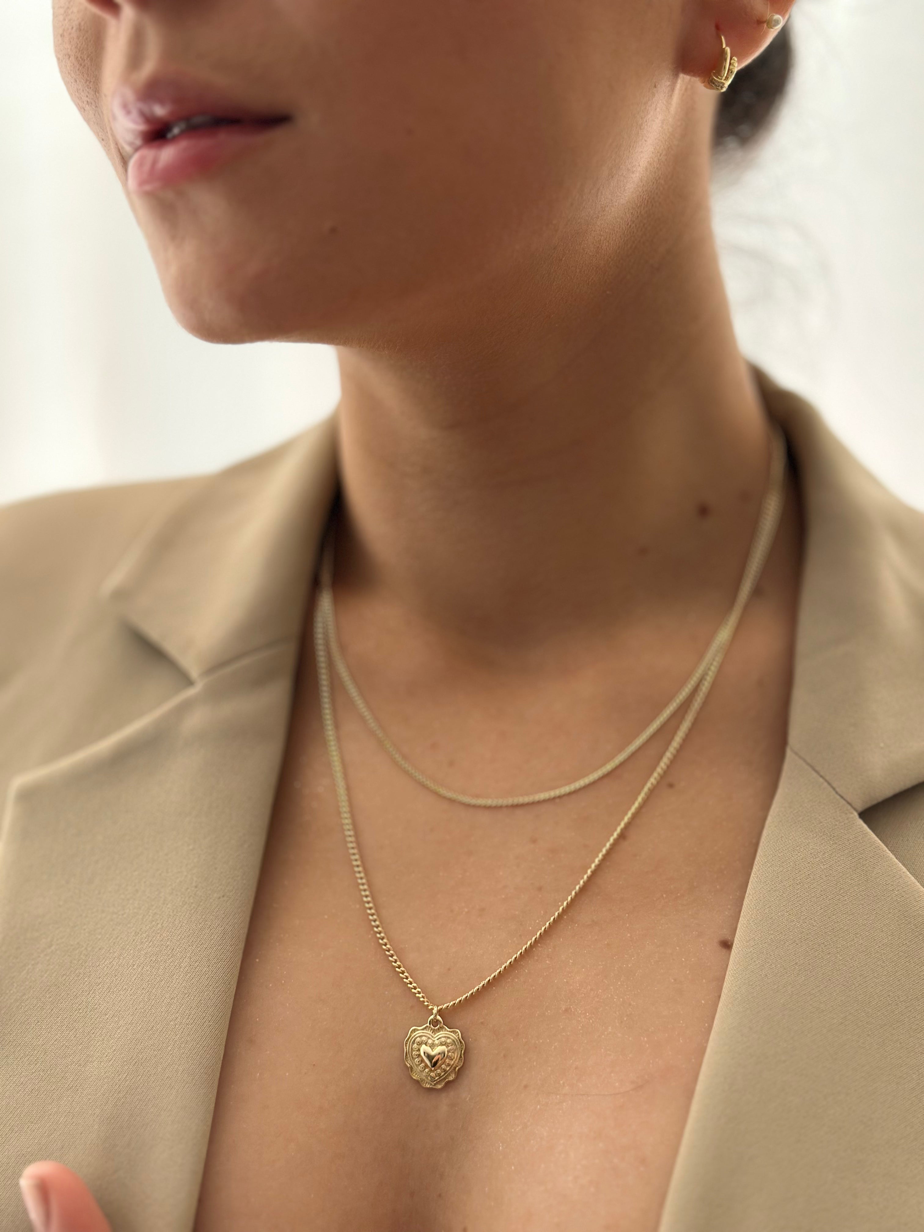 Collar Doble Corazón Rodio