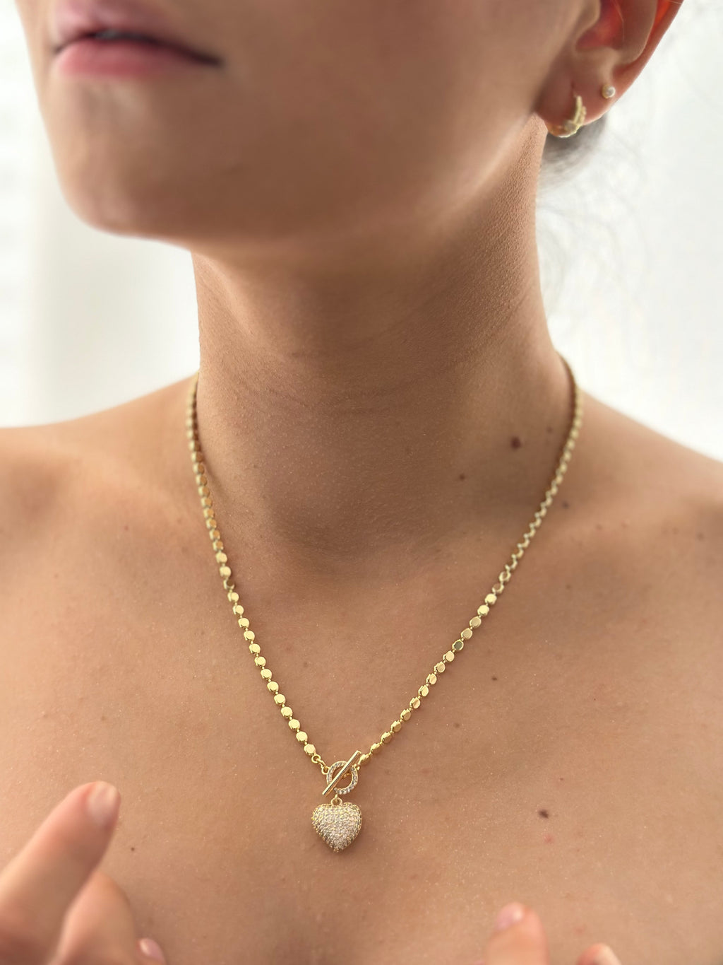 Collar Diamantado Corazon Zircones Dorado